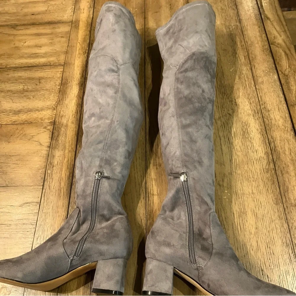 Marc Fisher LTD Arrine Over-the-Knee Faux Suede Boots, color gray, size 5